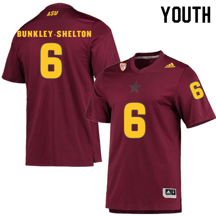 Youth #6 LV Bunkley-SheltonArizona State Sun Devils College Football Jerseys Sale-Maroon - Click Image to Close